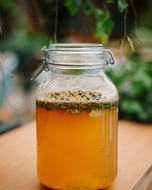 Oxymel drink in a preserving jar