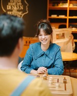 Couple playing a board game