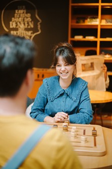 Couple playing a board game