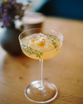 Orange cocktail with herbs