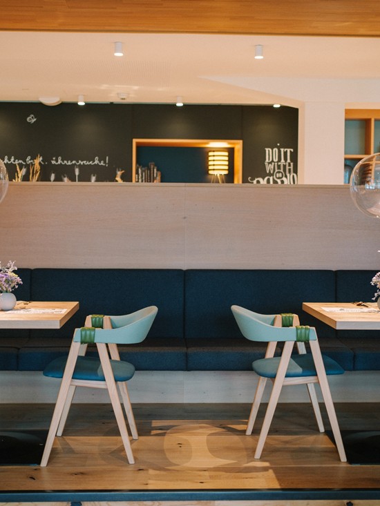 Tables in the hotel restaurant