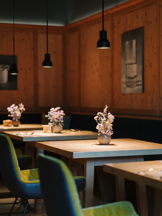Tables in the hotel restaurant