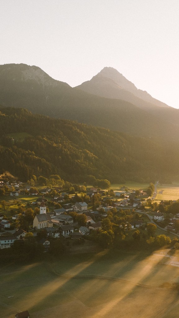 Mountainous landscape at sunrise