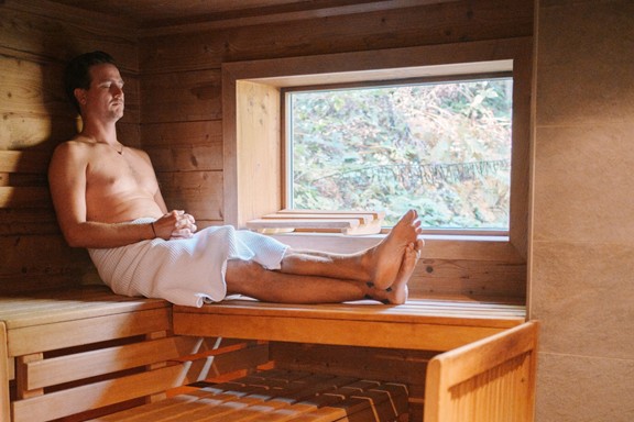 Man sitting in the sauna